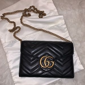 GG Marmont Matelassé leather wallet with chain